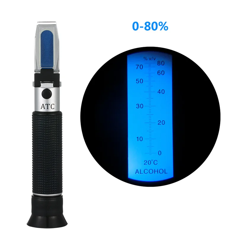 

A22I Alcohol Refractometer 0-80% for Spirits Tester Alcohol Meter Handheld Alcoholometer Brewing Liquor Concentration Tester