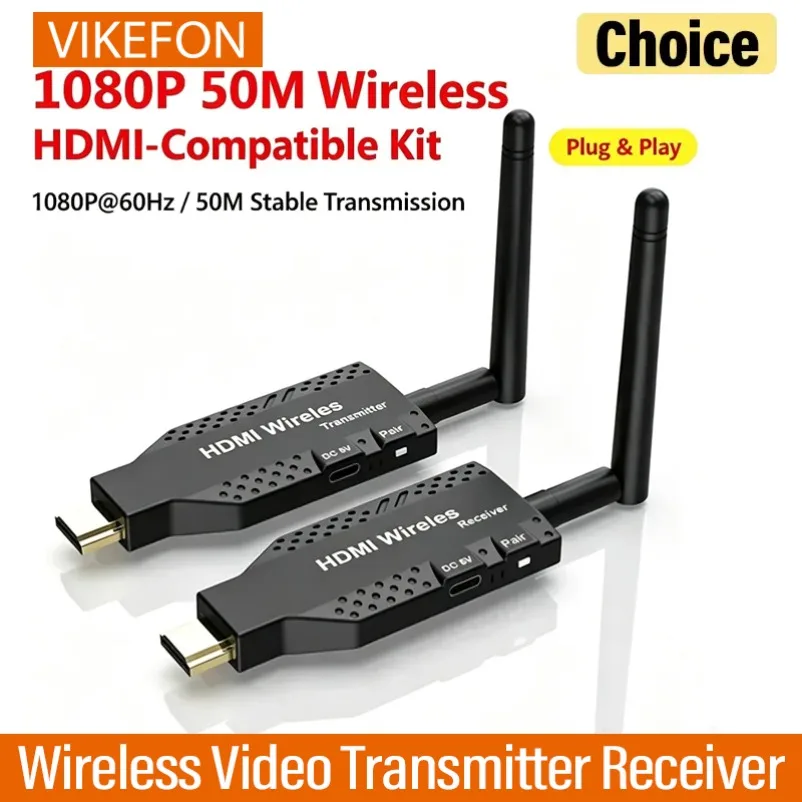 50 Meters 5.8G Wireless HDMI-Compatible Extender Kit 4K 30Hz Transmitter Receiver Plug&Play For Laptop Camera STB TV Projector