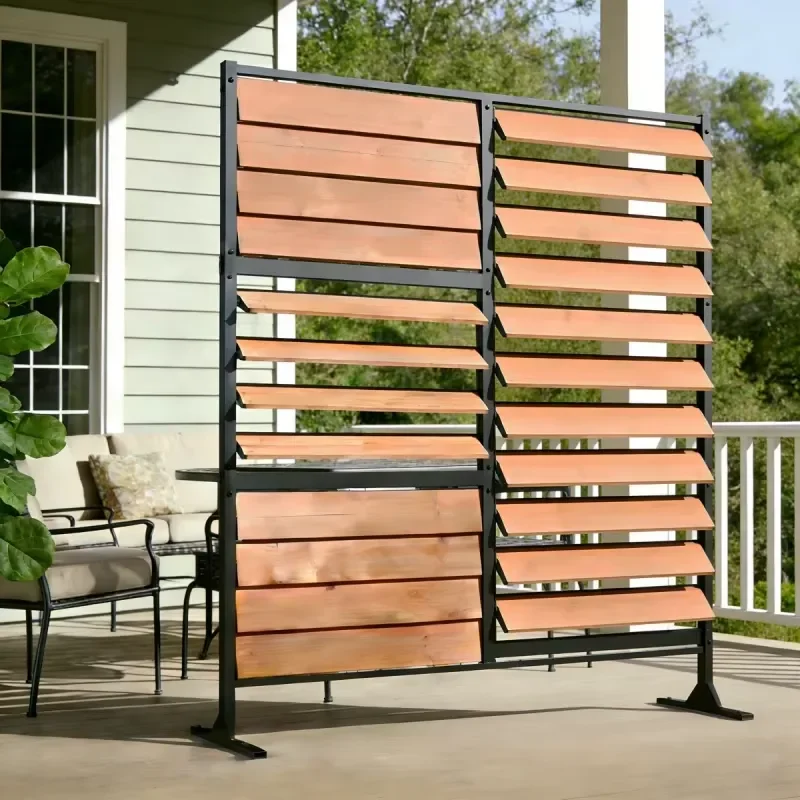 Custom Cedar Louvered Panel Air Conditioner Fence Trash Can Fence Wood Privacy Fence Panel for Outside