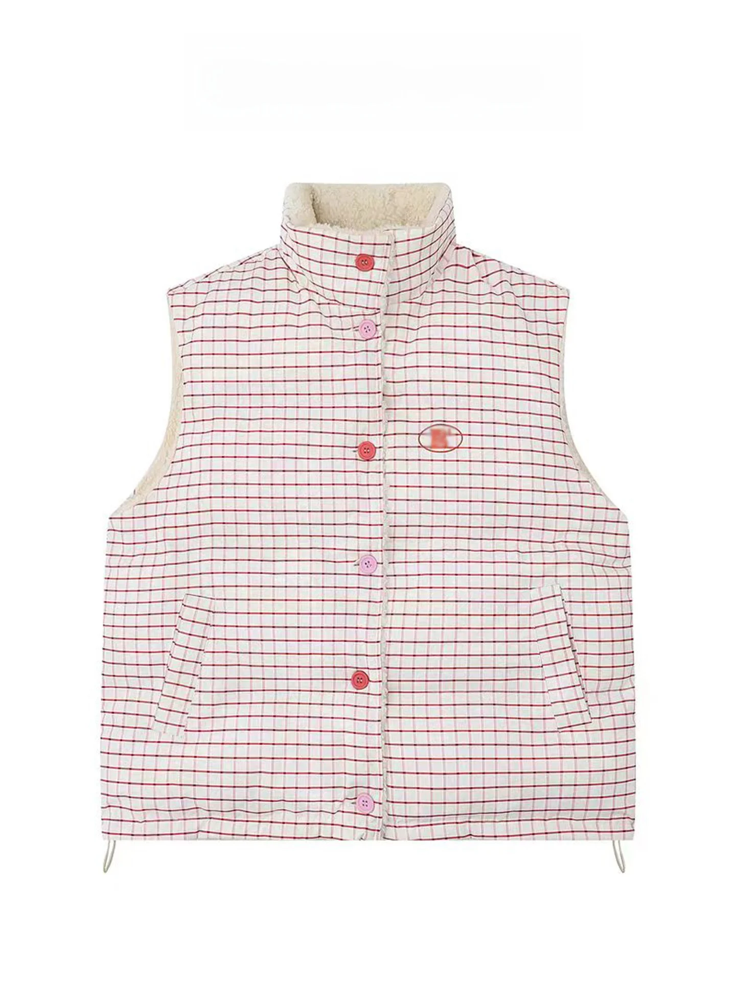 

Women's Double-Sided Winter Lamb Fur Vest Thiened Plu Outerwear Warm Cotton Jaet Loose Fit Faionable Commute Sle