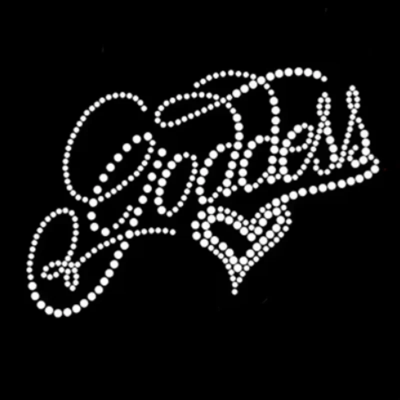 

2pc/lot Godess Heart Rhinestones Patches Hot Fix Iron-On Crystal Transfer Motifs Design Appliques for Bags Shoes