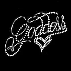 2pc/lot Godess Heart Rhinestones Patches Hot Fix Iron-On Crystal Transfer Motifs Design Appliques for Bags Shoes