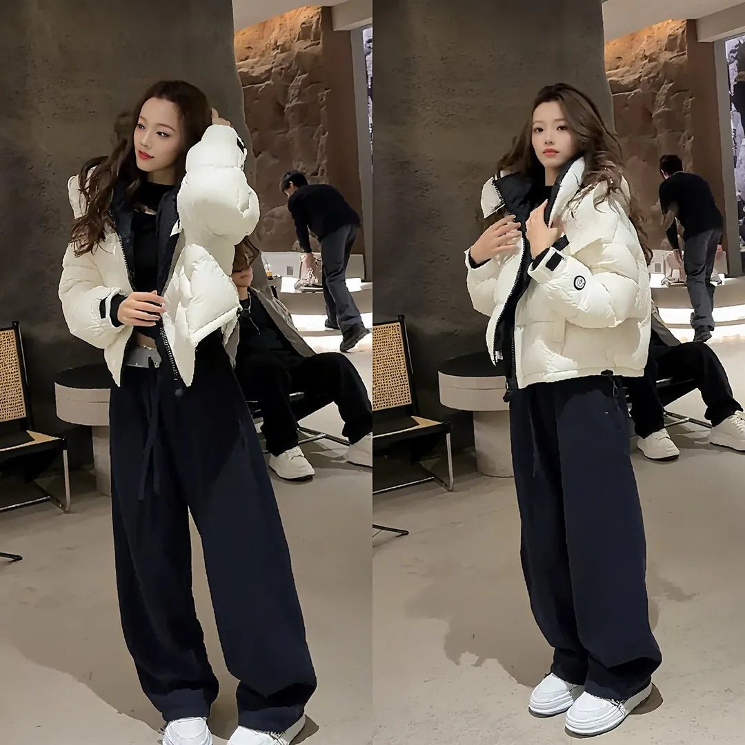 

Зимние модные женские теплые хлопковые повседневные брюки для похудения, комплект из двух предметов, длинные брюки с высокой талией, тонкие длинные брюки...