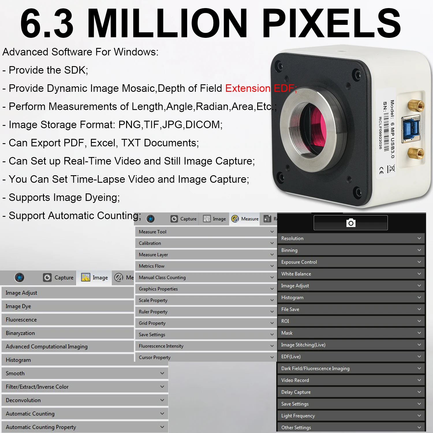 KOPPACE 153X-1530X Electron Metallographic Microscope Light and Dark Field Lens 6.3 Million Pixels Measuring Camera