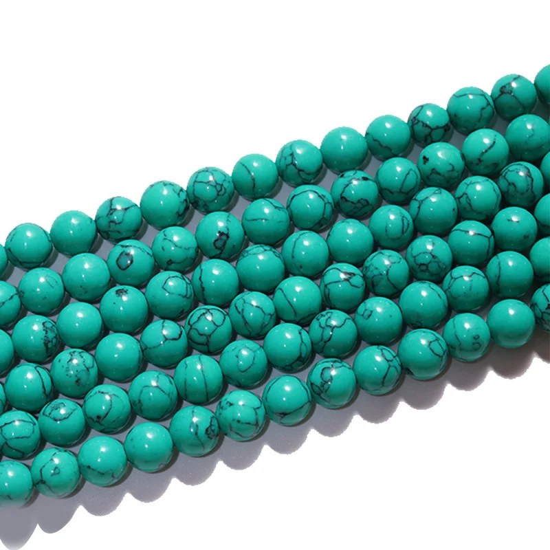 Natural Stones Round Shape Loose Mineral Green Turquoises Rondelle Beads for Jewelry DIY Making Bracelet Earrings Accessories