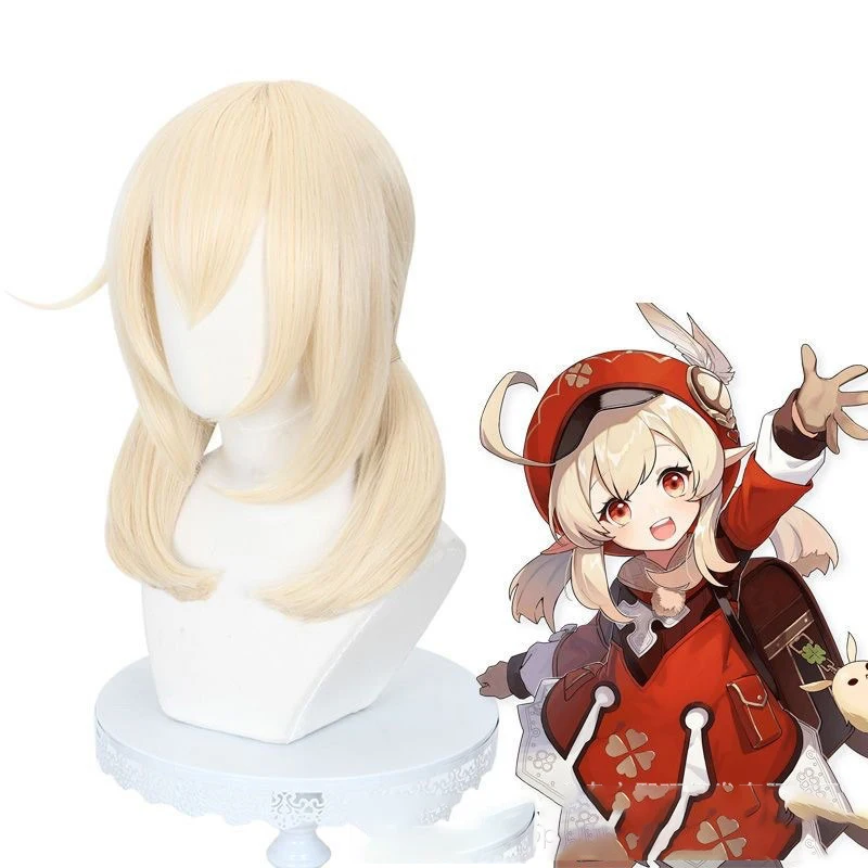 Wig Cosplay Genshin Impact Keli Gold Girl Cute Medium-long Human Hair Daily Wear Appointment High-temperature Silk Full Hair Set