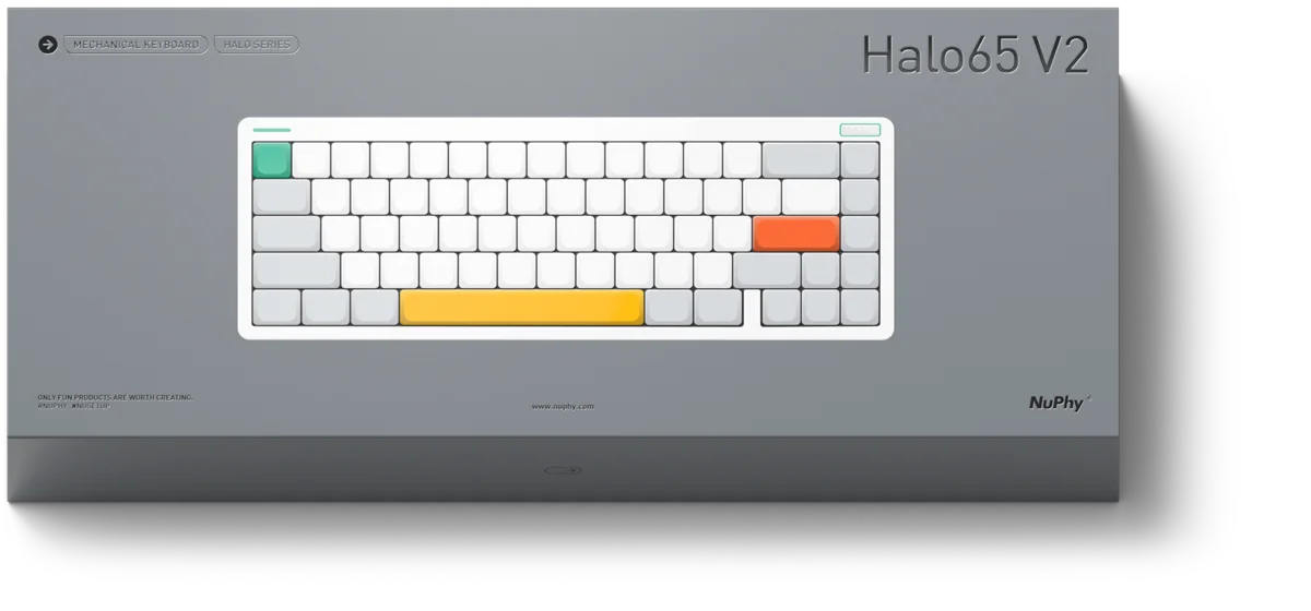 Nuphy Halo65 V2 Wireless Mechanical Keyboard with PBT Keycaps 65% Hot Swappable Custom Gaming Keyboard QMK/VIA Gasket Structure