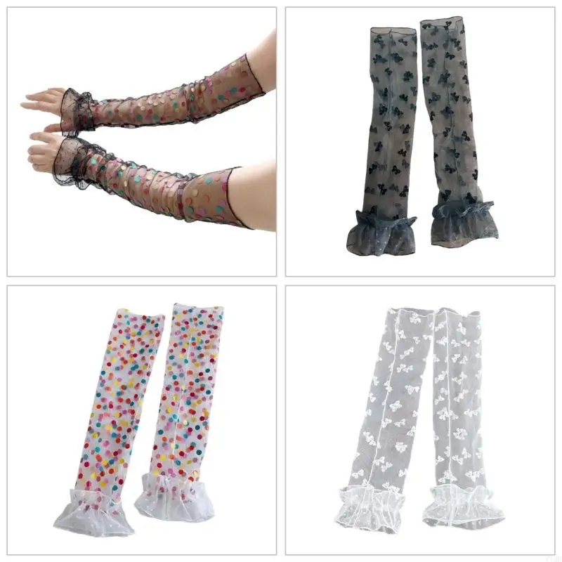 2パックロリータスタイルSun Protective Sleeve快適な肌に優しいアームカバー日常の使用と冷却のため