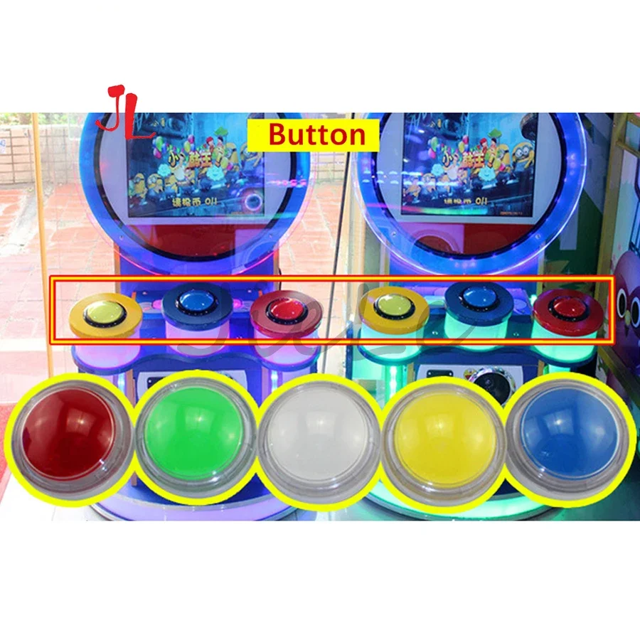 Push Button Switches for Beat Music Game Machine, LED Lights Button, Illuminated Self Reset, 100mm, 5V, 12V, 2Pcs