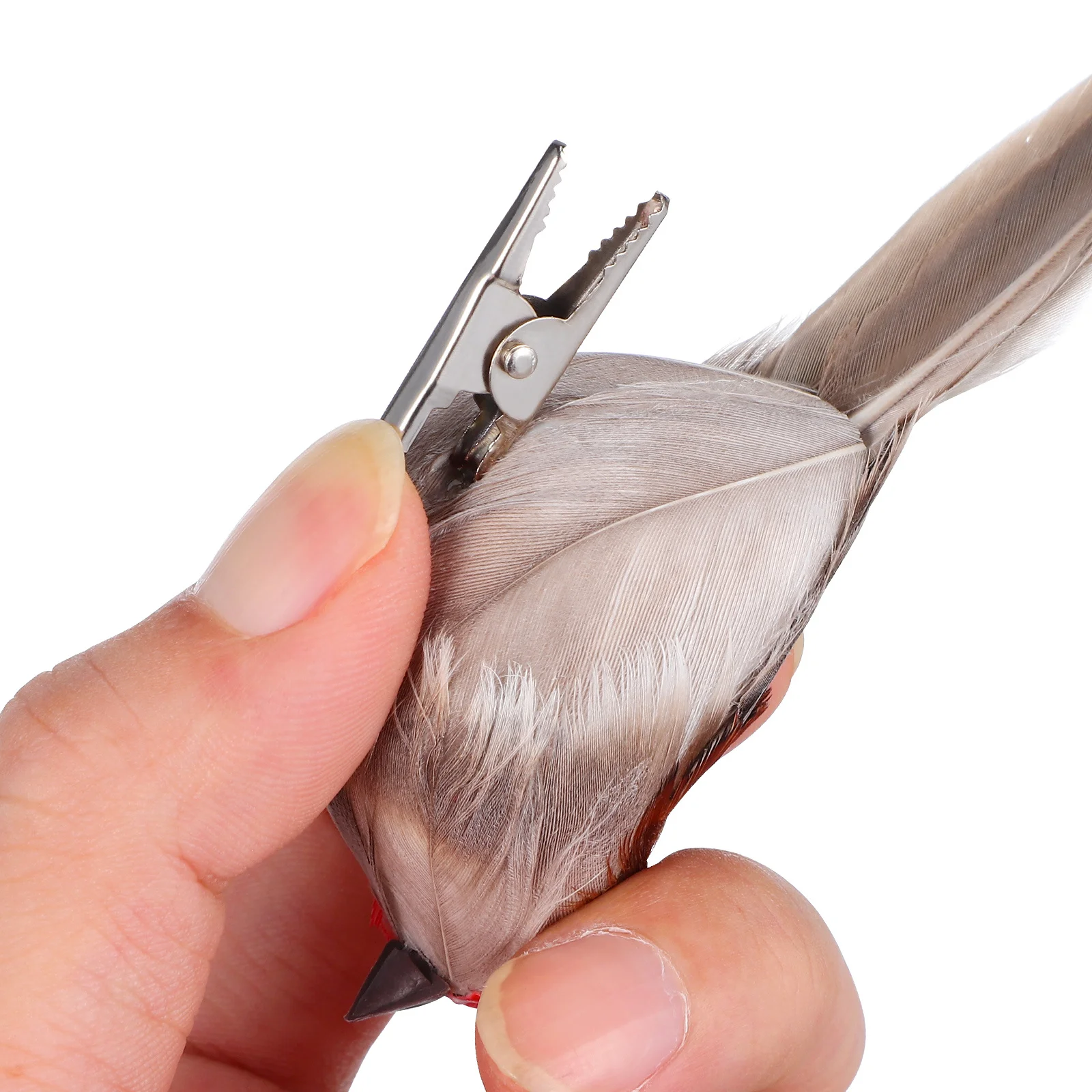Pájaros de gorrión artificiales con Clip, decoración de árbol de jardín, adornos de pájaros con plumas al azar, 4 Uds.