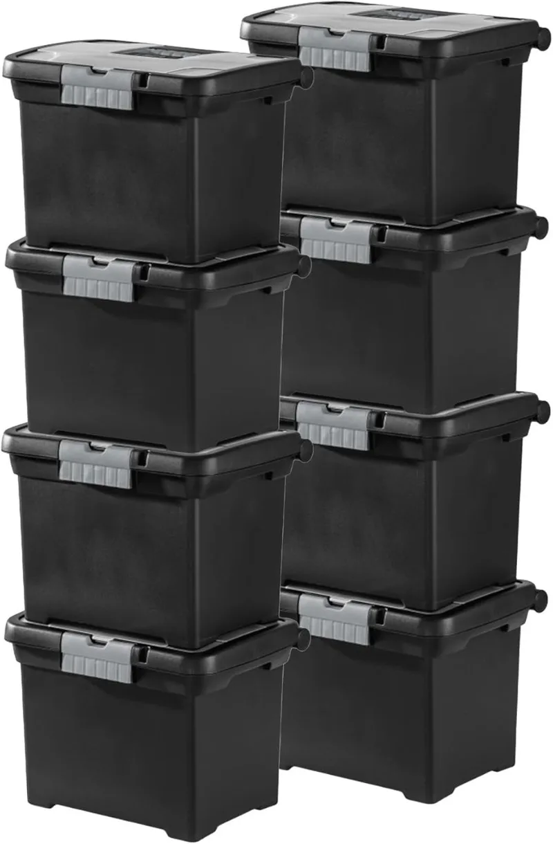 

Portable Lockable File Box Organizer with Handle and Clear Lid (8 Pack)