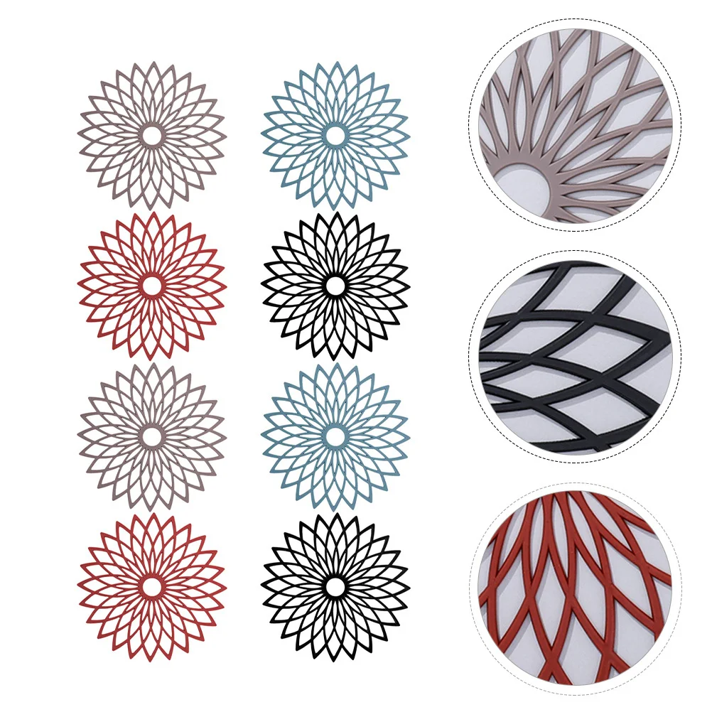 8 قطعة الوقايات سيليكون مقاومة للحرارة جوفاء للطي كأس المطبخ الحصير عدم الانزلاق وسادة ل وعاء طبق ساخن قاعدة أكواب السيليكون