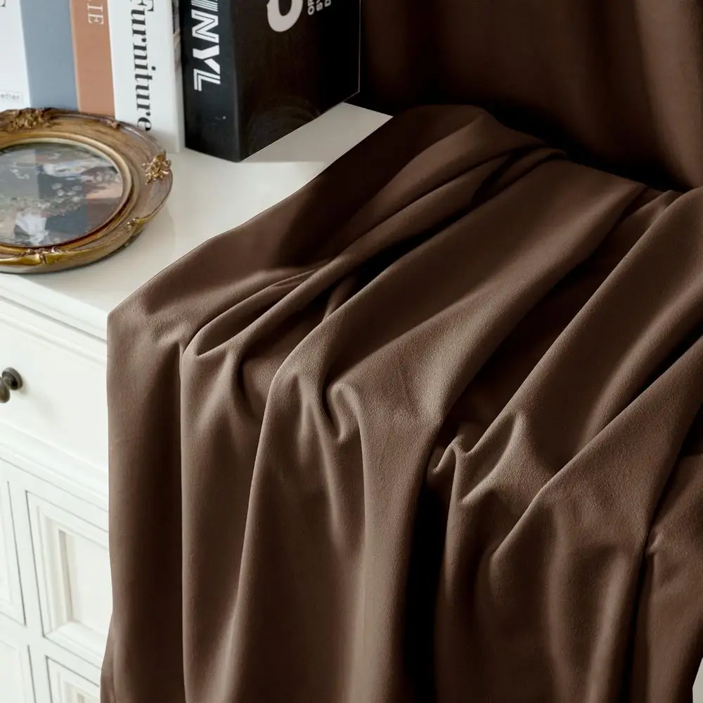 ستارة مخملية بنية داكنة معزولة حراريًا 90، مجموعة من لوحتين لغرفة المعيشة، باب منزلق، خصوصية غرفة النوم