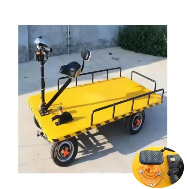 

48V Battery-powered Electric Flatbed Transporter Three-wheeled Handling Hand-push Equipment Construction Site Tool Carts