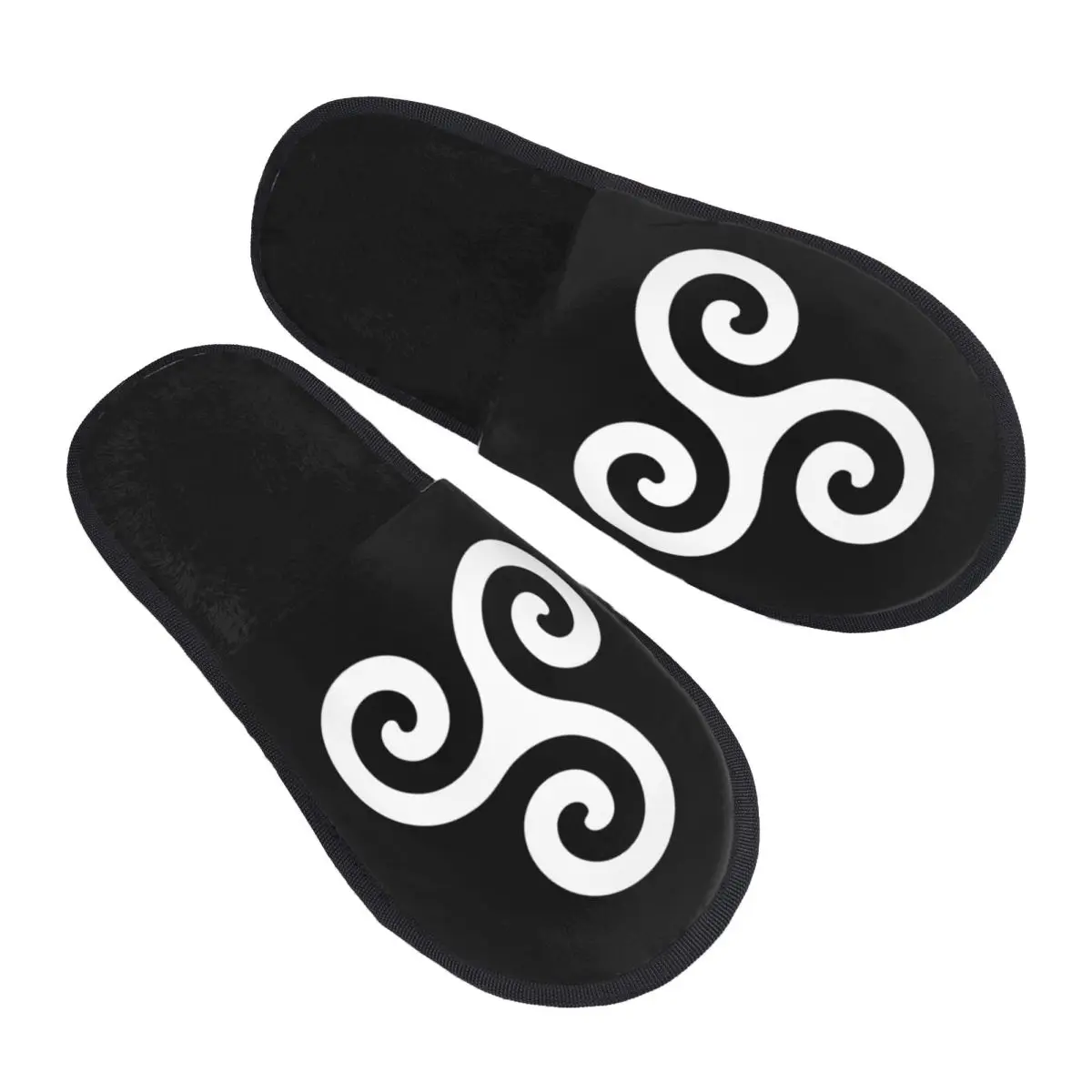 Custom White Celtic Triskelion Celts Symbols House Slippers Women Cozy Memory Foam Slip On Hotel Slipper Shoes