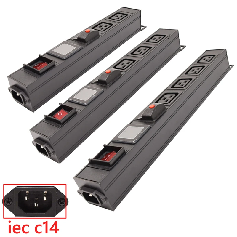 Aluminium Alloy PDU Power Strip Overload Protection iec C19 Outlet with Display Voltmeter Ammeter Wattmeter C14 AC Input