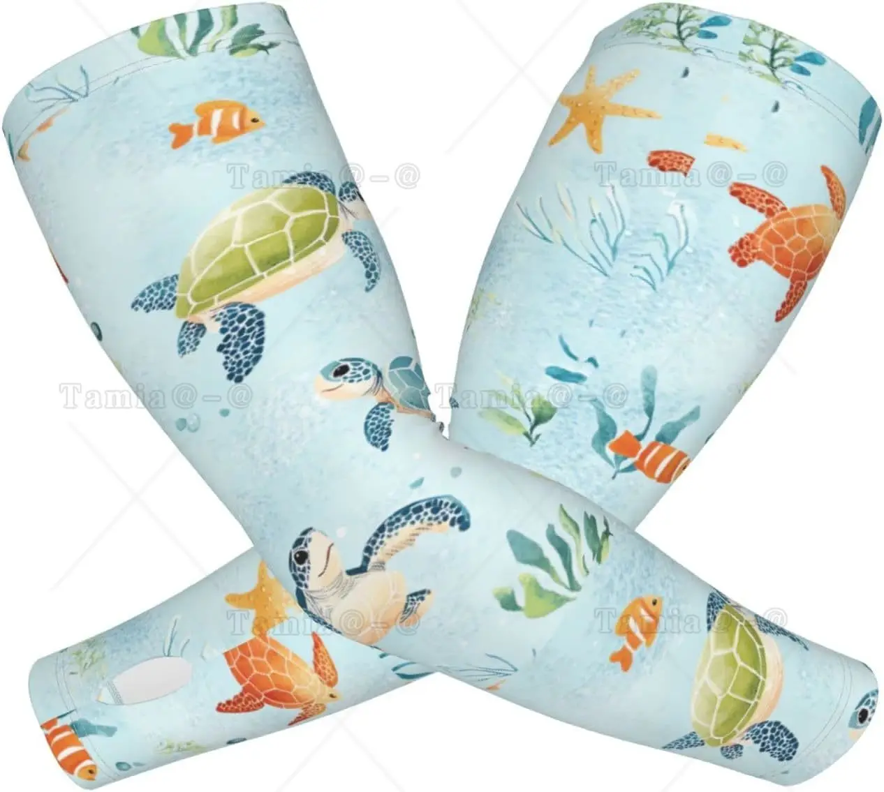 Cute Sea Turtles Cooling Sleeves Arm Sleeves Turtles Sun Arm Cover for Men Women Cycling Golfing - view 2