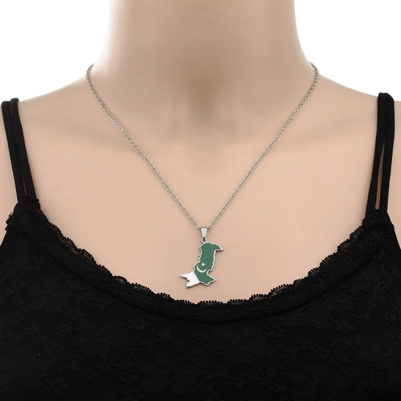 Pakistan Map Pendant Necklace Unique Collarbone Chains for Men and Women Dropship