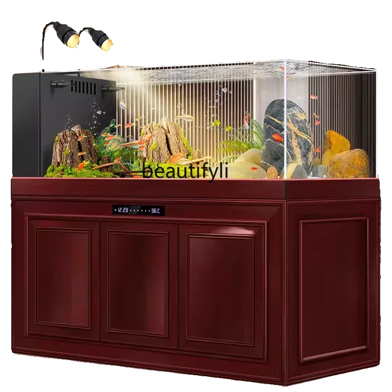 

ss 8350 New Wood Grain Stream Cylinder Household Fish Globe Super White Glass Small Aquarium Change Water