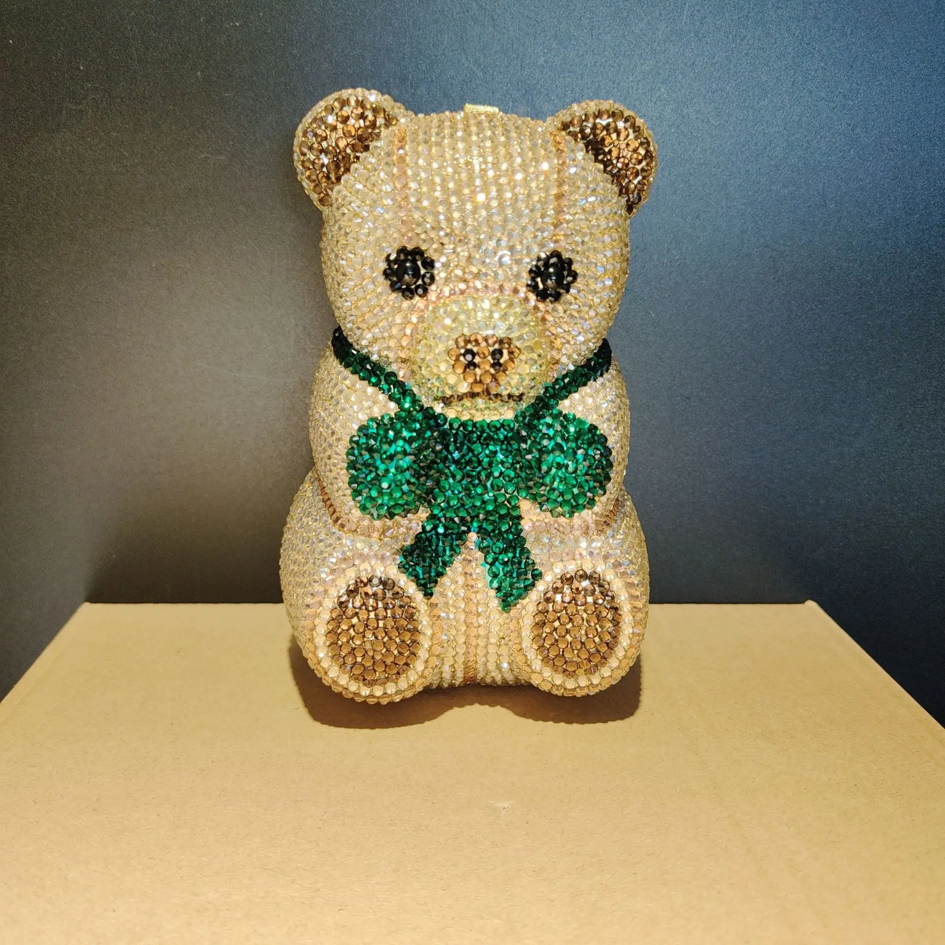 Braut- und Hochzeitsparty-Handtasche für Damen, Abendtasche mit niedlichem Teddybär-Motiv, hochwertige Clutches, elegante klassische Kristalltaschen – Detail 13