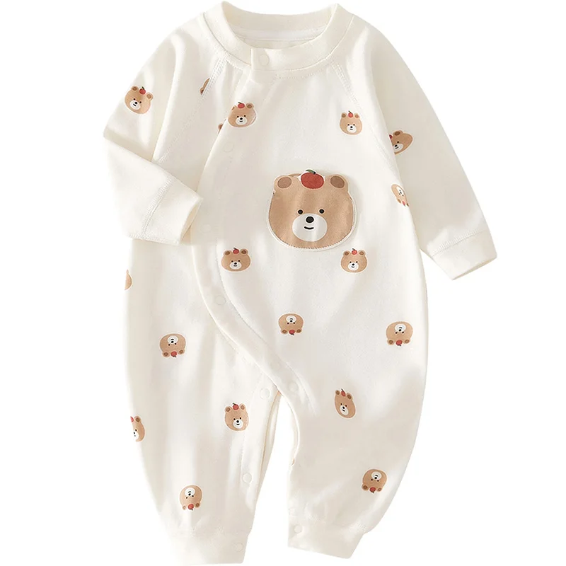 Autumn Newborn Jumpsuit for Boys Girls Cartoon Bear Baby Romper Cotton Infant Bodysuit Korean Toddler Kids One-Pieces Onesie