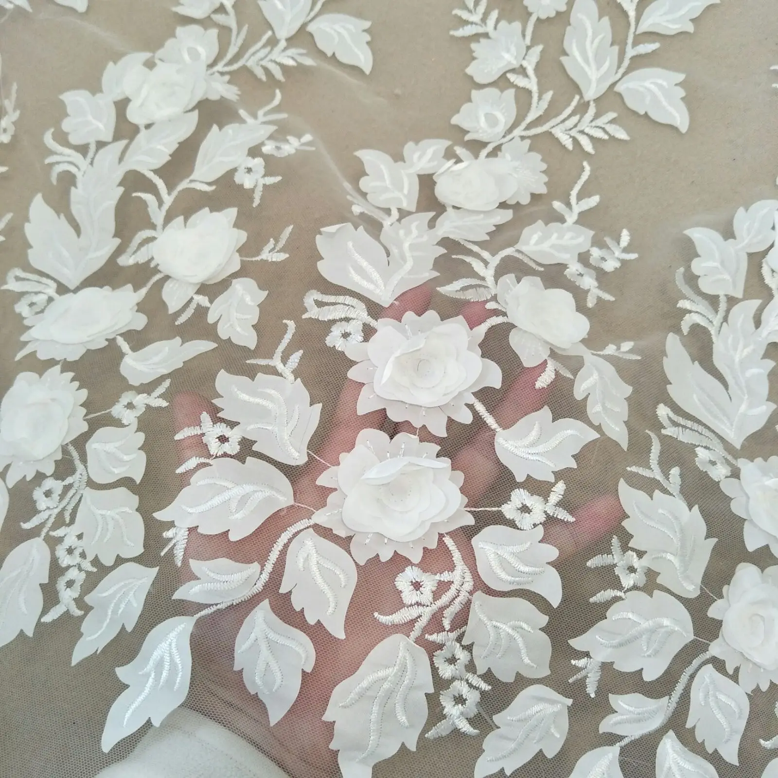 2024 Flowers 3d lace wedding dress designer special diy lace fabric 130cm wide sold by the yard