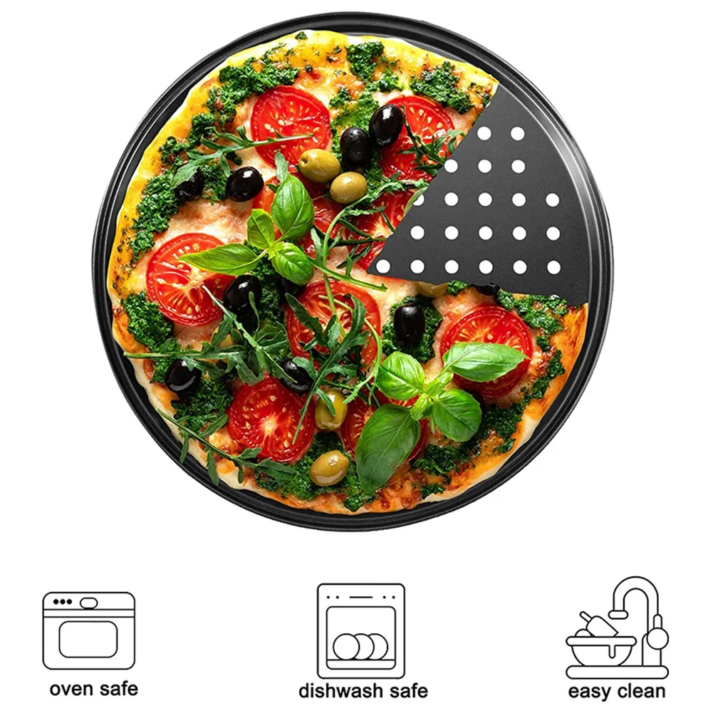 AA05 Pizza Tray Punching Baking Tray Non-Stick With Hole Pizza Mold Barbecue Tray Baking Mold Round Baking Tray