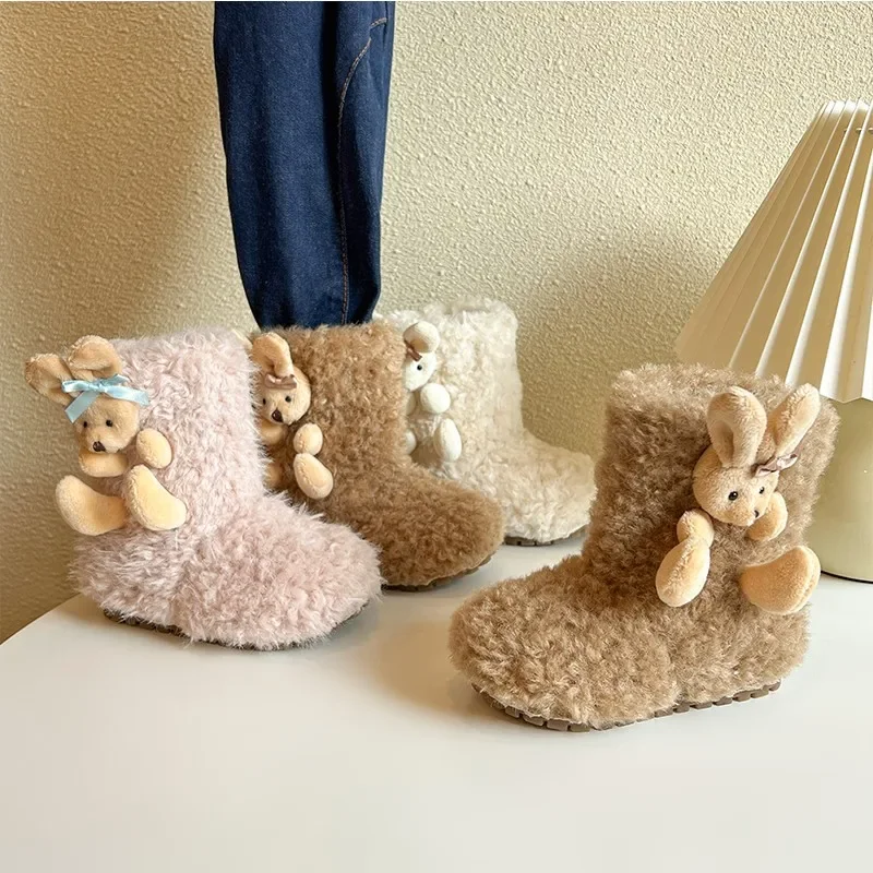 

Children Cotton Boots for Girls 2025 Winter New Fashion Korean Style Soft Bottom Anti-slippery Versatile Princess Cute Shoes