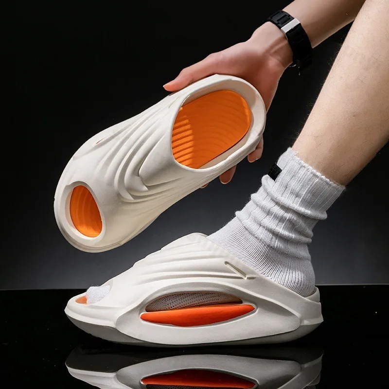 

Мужские тапочки, лето 2029, модные противоскользящие уличные пляжные тапочки, домашние тапочки для ванной комнаты, повседневная мужская обувь на платформе