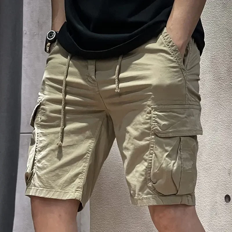 Bermuda da uomo pantaloni corti da combattimento escursionismo pantaloncini Cargo da uomo con cerniera Draw String cotone estivo grande e alto Jorts