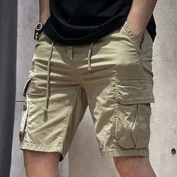 Male Bermuda Short Pants Combat Hiking Men's Cargo Shorts with Zipper Draw String Big and Tall Summer Cotton Jorts Heavy Whate