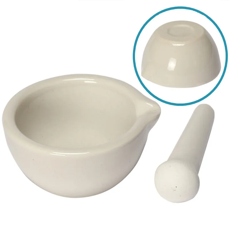 

1PCS DIA 60mm 80mm 100mm 130mm 160mm Lab Porcelain Mortar and Pestle White Mixing Grinding Bowl Set