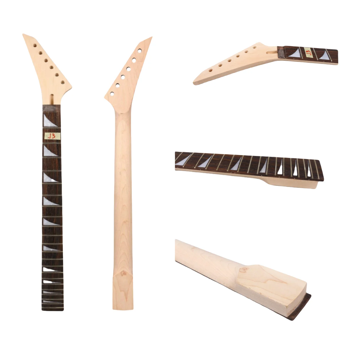 

25.5 Inch 22 Fret Electric Guitar Neck Maple Rosewood Fretboard Unfinished Replacement Neck Bolt on heel