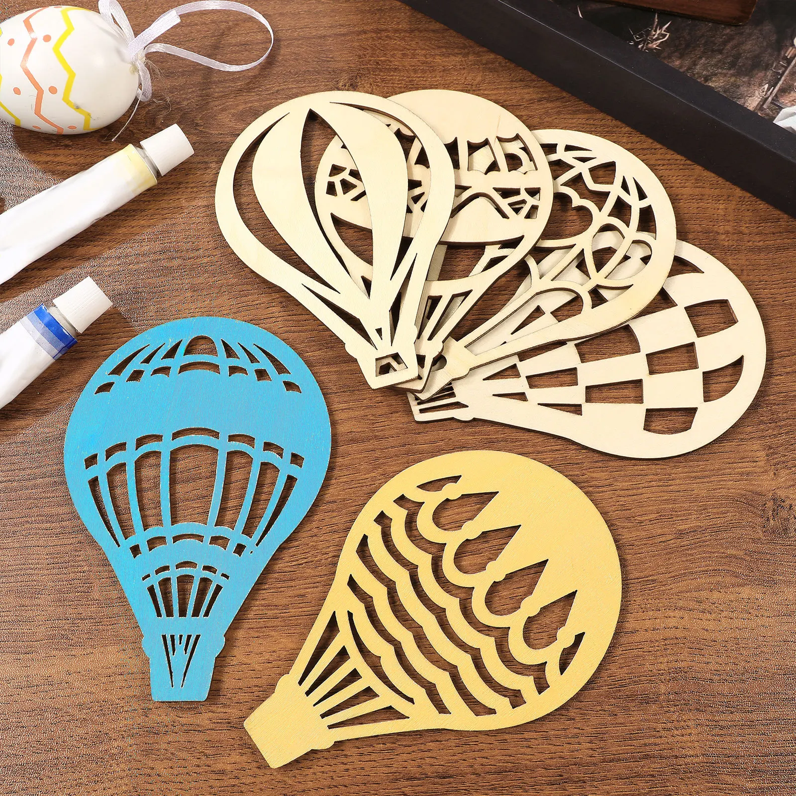 

30Pcs Hot Air Balloon Wood Ornaments Unfinished Blank Wooden Slices DIY Crafts Paintable Hanging Decorations Wood Cutouts