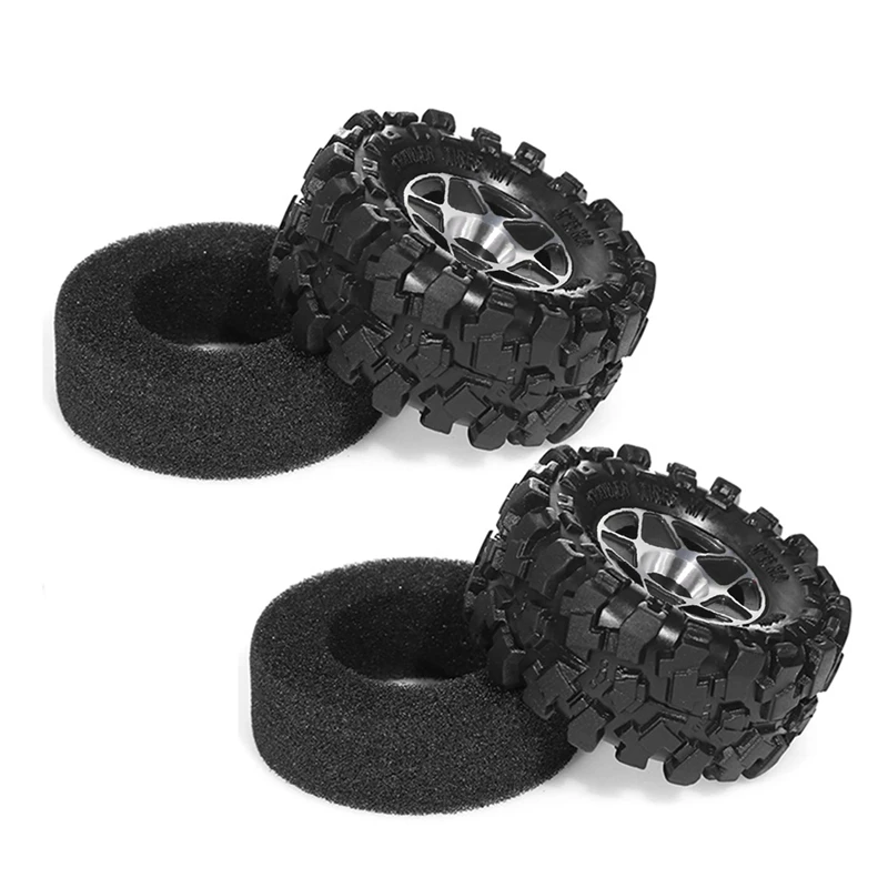 4Pcs 57Mm 1.0Inch Metal Beadlock Wheel Tire Set For 1/18 1/24 RC Crawler Car TRX4M SCX24 AX24 FCX24