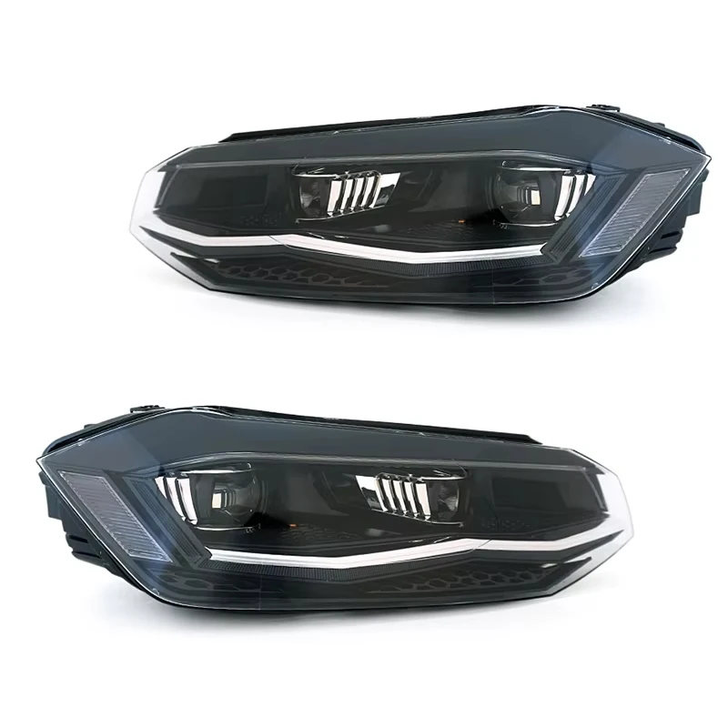 Polo/Vento 2010-2017 LED Car Lights 100W Red Headlamp Projector Lens DRL 6000K 10000 Lumens New 12V 1 Year Warranty Automotive