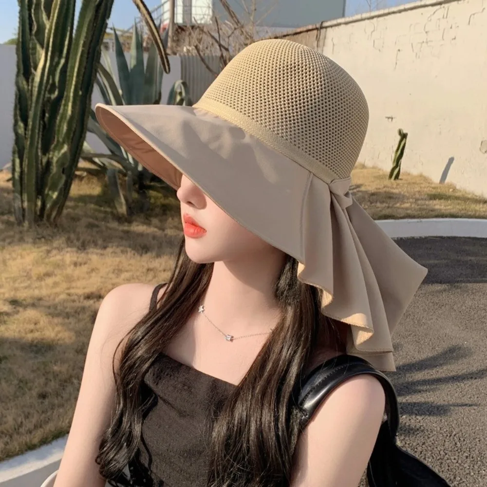 Korean Style Women Wide Brim Sun Hat Wide Brim Neck Flap Sun Protection Cap Breathable UPF50+ Ladies' Sun Hat - view 3