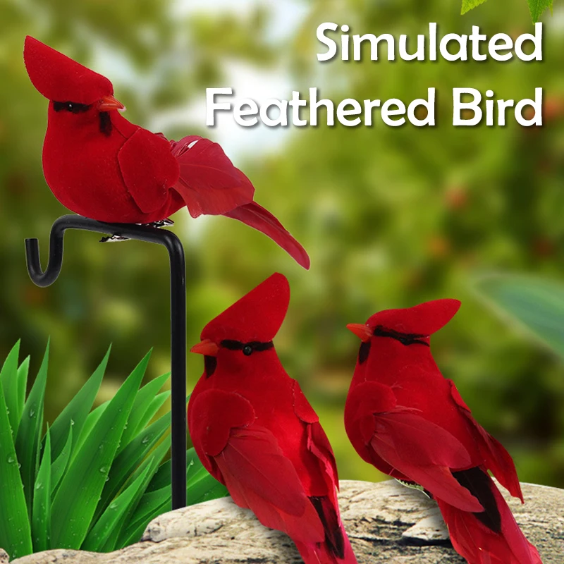 DIY Party Red bird feather velvet art fake bird Feather Bird Artificial Imitation Ornaments