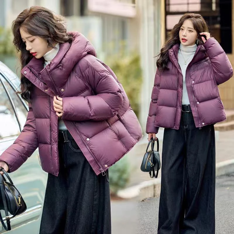 

Женская зимняя куртка-пуховик, однотонное женское стеганое пальто с карманами и капюшоном, утепленное термопальто для женщин