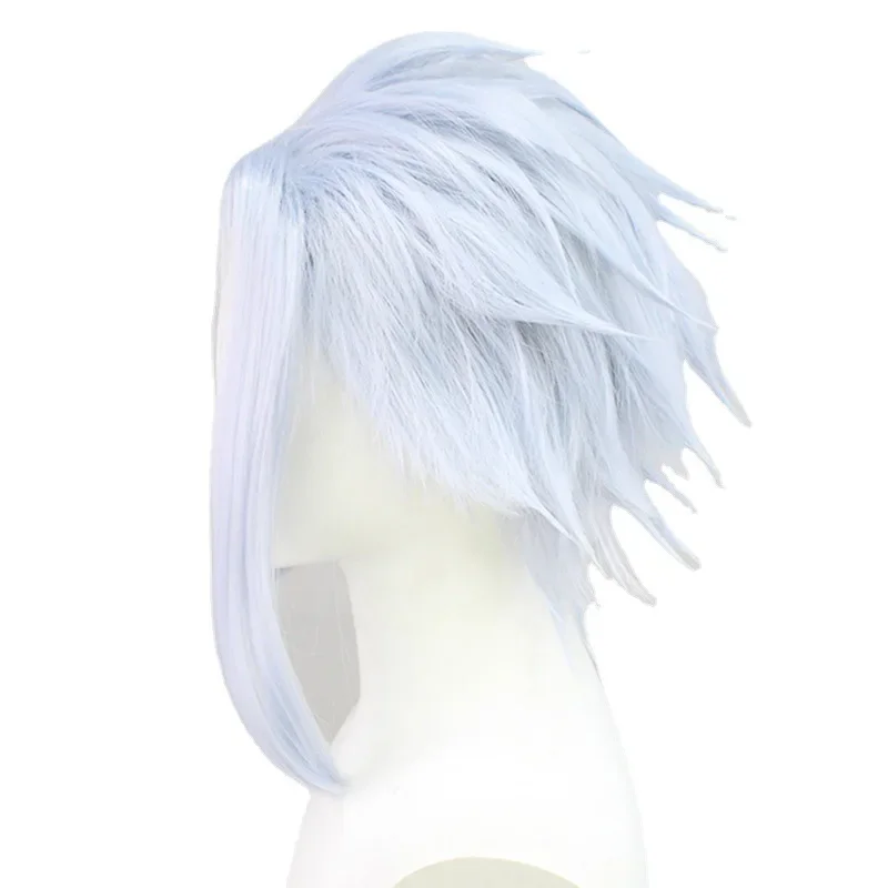 Genshin Impact II Dottore วิกชุดคอสเพลย์ผู้หญิงผู้ใหญ่ใช้ได้ทั้งชายและหญิงสีเงินสีขาวสำหรับเครื่องประดับผ้าเทศกาลฮาโลวีน