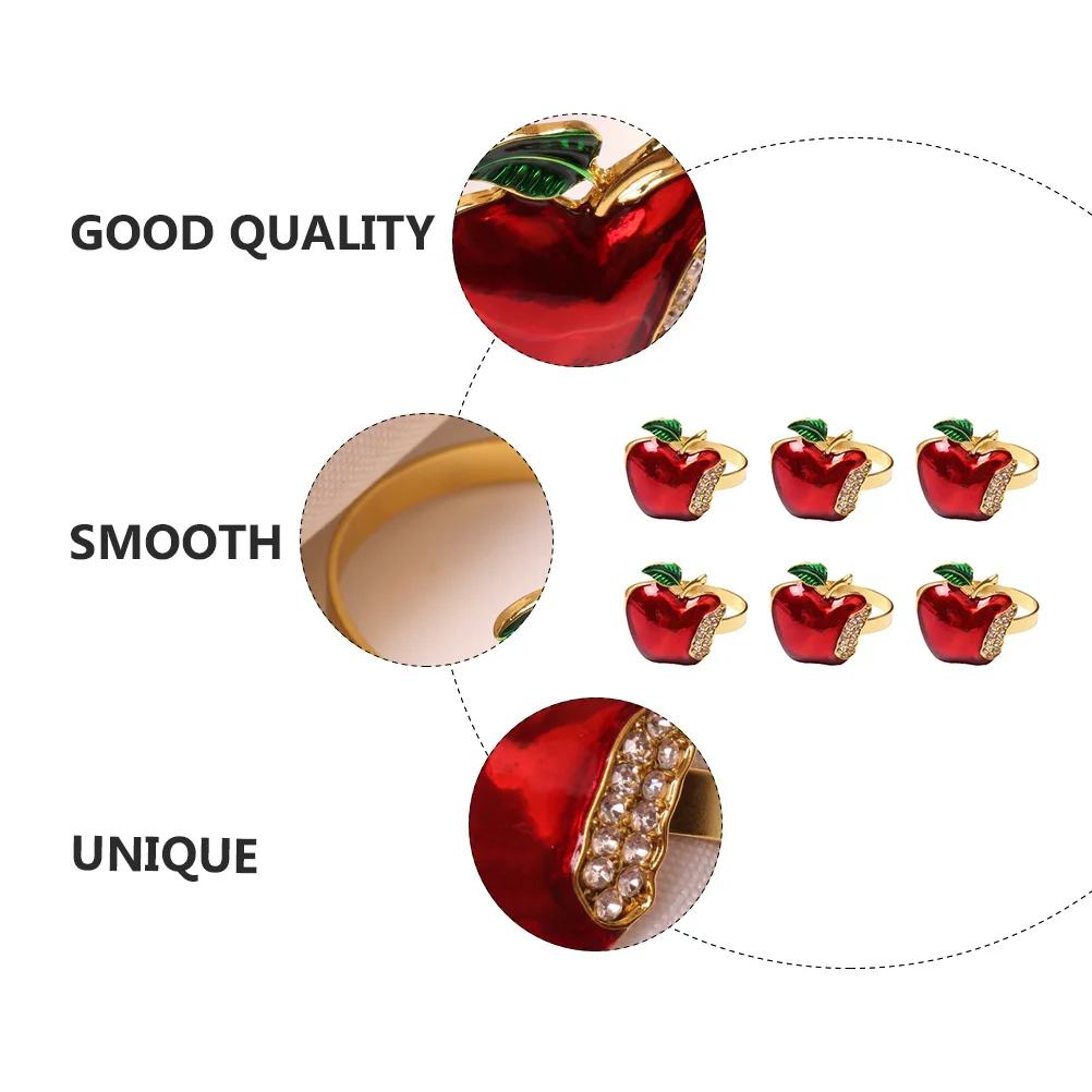 

6pcs Apple Design Napkin Rings Shaped Decorative Napkin Holder For Dining Table Banquet Party Home Use Tabletop Ornament