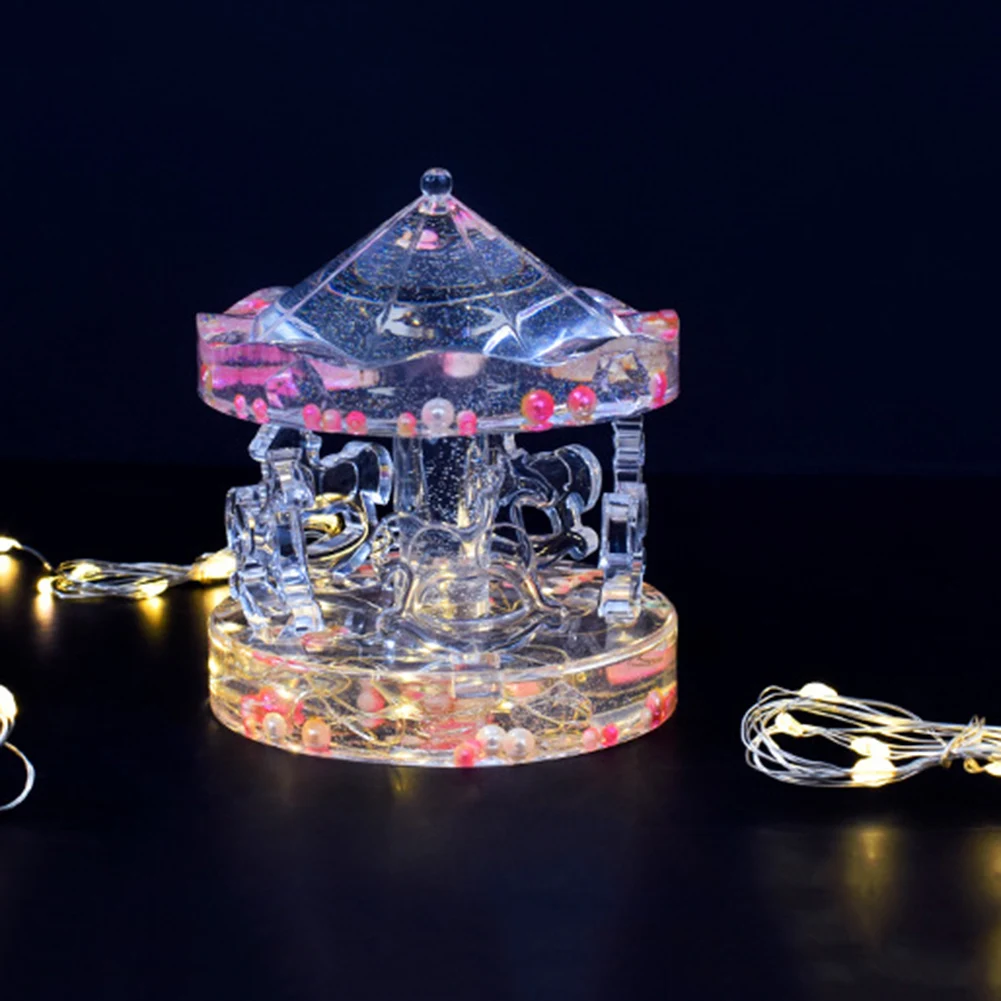 

Epoxy Carousel Resin Mold Table Ornament Swing Table Pendant DIY Silicone Mold Home Decor Gifts for Family Kids Girls
