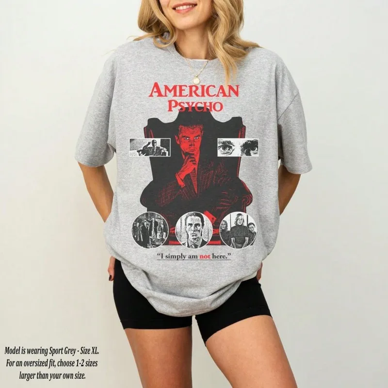 

Футболка в стиле ретро «Американский психический пацієнт», подходящая для мужчин и женщин на все сезоны, повседневная модная футболка из чистого хлопка