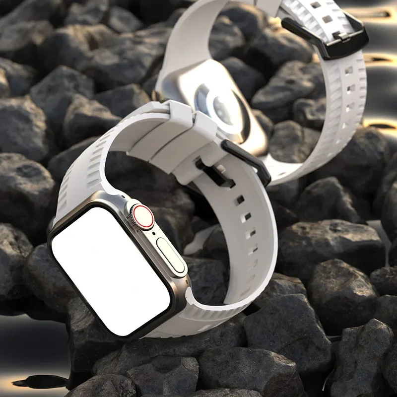 Силиконовый ремешок для Apple Watch ремешок 10/9/8/7 44 мм 40 мм 49 мм 42 мм 46 мм спортивный браслет для iWatch Series 6/5/se/4/Ultra 45 мм 41 мм