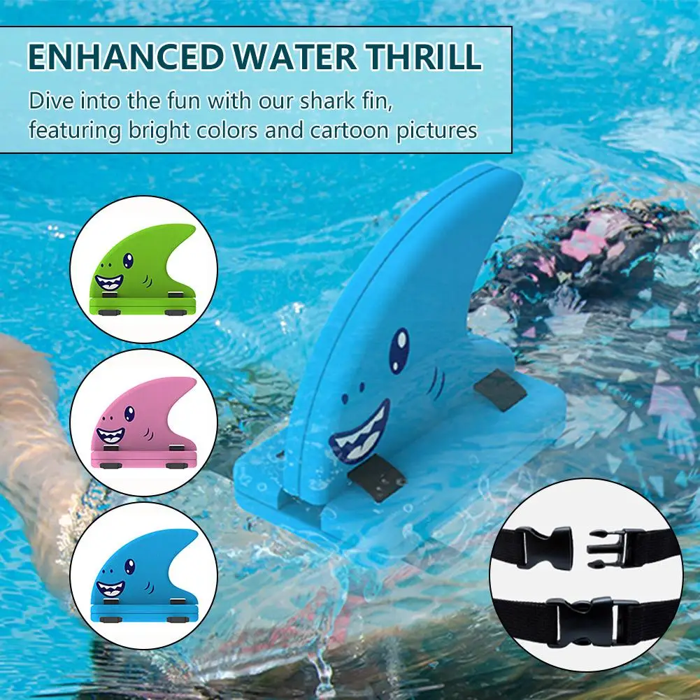 

Children's Shark Fin Swim Float Swimming Kick Board Swim Safety Adjustable Belt Kids Aid Float Trainer Training Pool Back P W4L8