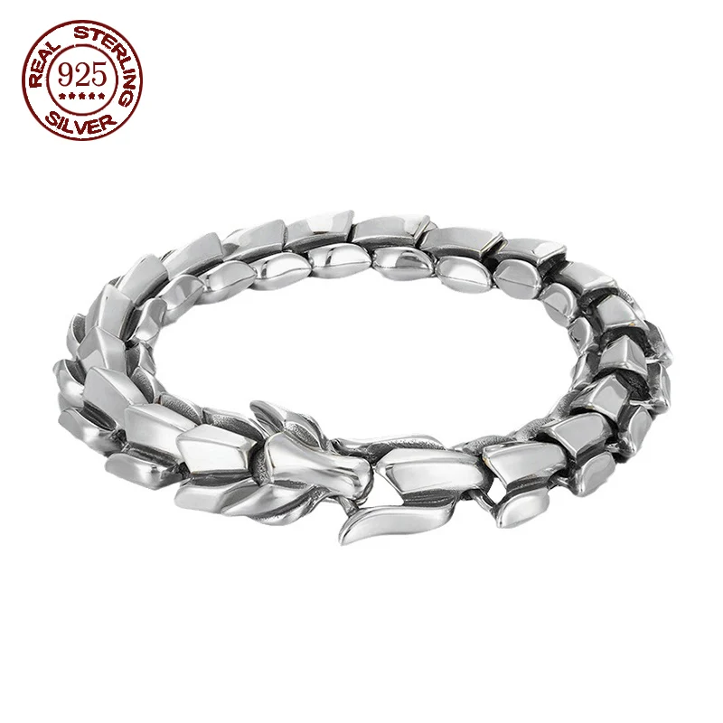 

Luxury 100% S925 Sterling Silver Dragon Bracelet Punk S925 Silver Jewelry Certified Never Fade Jewelry