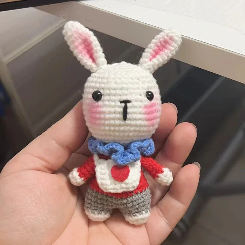 ongeveer 18 cm Mooie handgemaakte beer pop gehaakt speelgoed cadeau, wol gebreide pop verjaardagscadeau voor kinderen (afgewerkt product, niet-het-zelf)