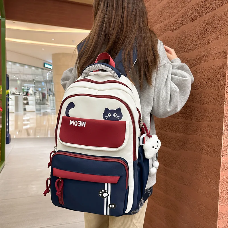 zaino-traveasy-2026-nuovo-con-stampa-gatto-carino-in-nylon-bicolore-con-ciondolo-peluche-per-ragazzi-e-ragazze-casual-da-viaggio-per-studenti