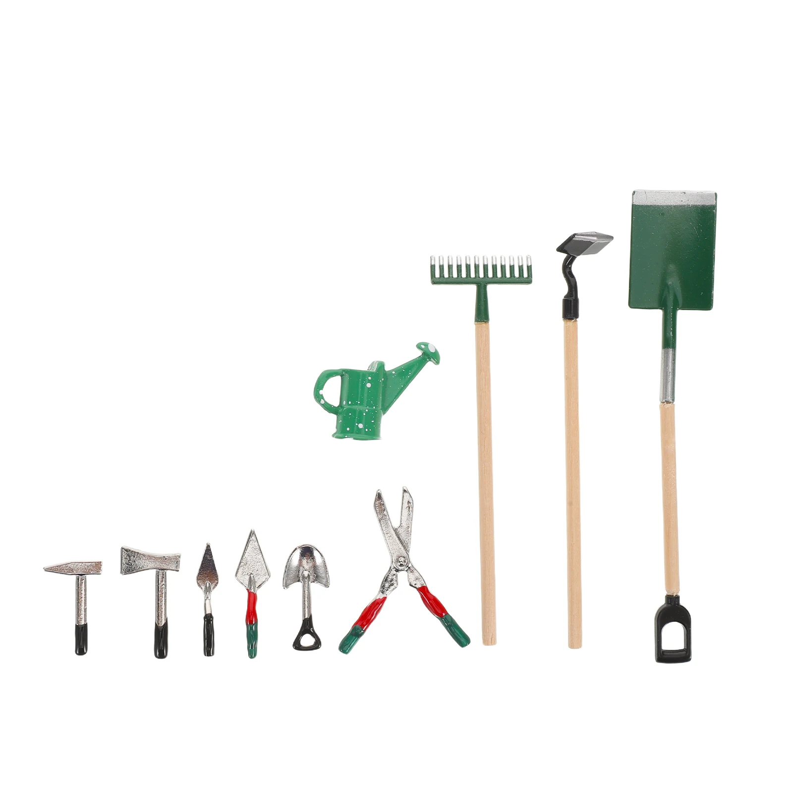 1 ensemble d'outils de jardinage miniatures, râteau réaliste, arrosoir, kit de plantation DIY pour maison de poupée, jeu de ferme - Mini jardin à main
