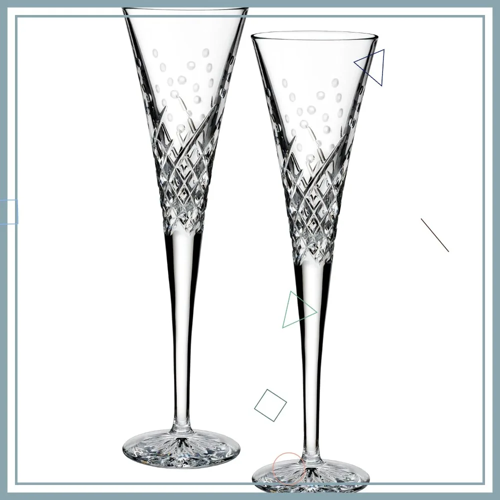 

Luxury Crystal Champagne Flutes Pair - Engraved Bubbles Design for Weddings, Anniversaries, Valentine's Day